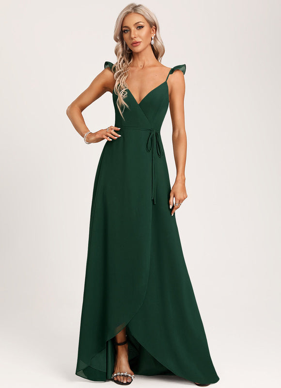 Robe Fluide Chic À Volants Verts