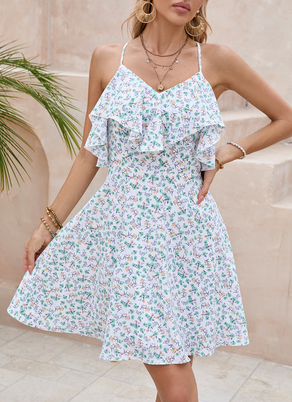Robe Fleurie Rouge Et Verte - gallery 5