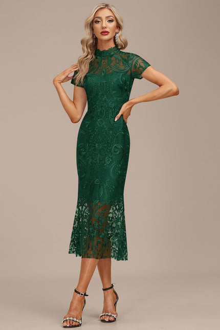 Robe Élégante Dentelle Verte Chic - gallery 4
