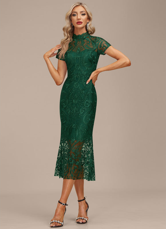 Robe Élégante Dentelle Verte Chic - gallery 4