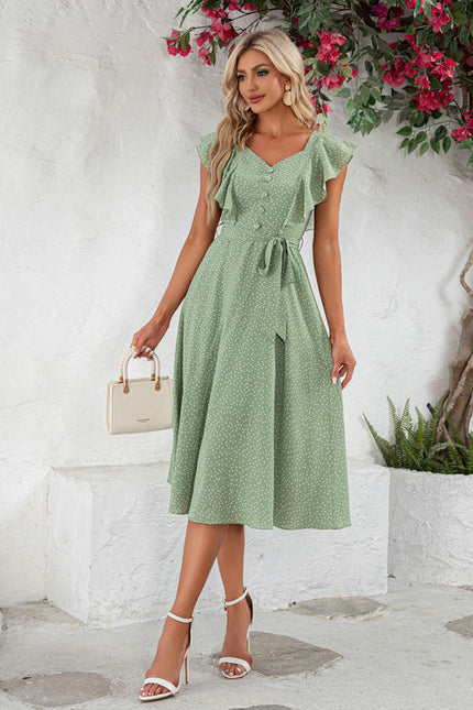 Robe Verte Volant - gallery 4