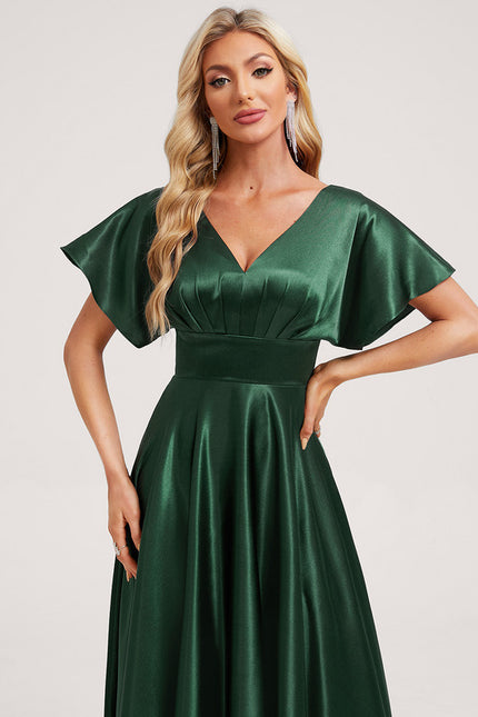 Robe Vert Kaki Satin - gallery 3