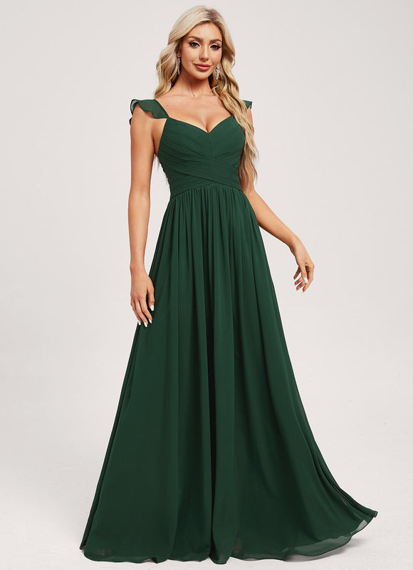 Robe Demoiselle D'Honneur Volants Verts