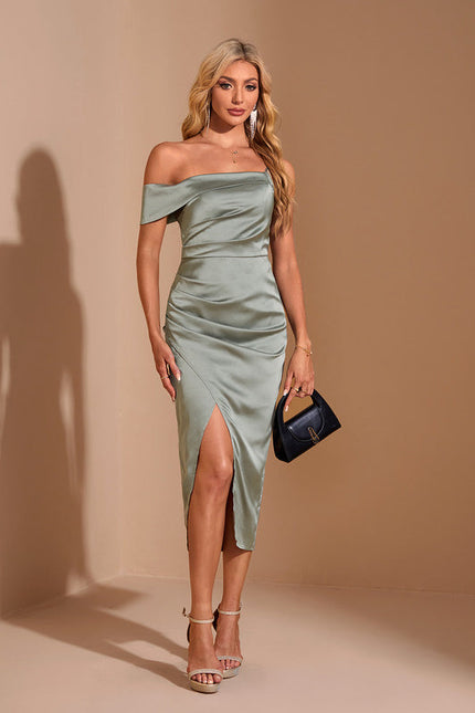 Robe Satinée Chic Vert D'Eau - gallery 5