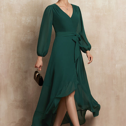 Robe Fluide Chic À Volants Verts