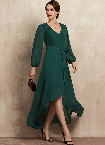 Robe Fluide Chic À Volants Verts
