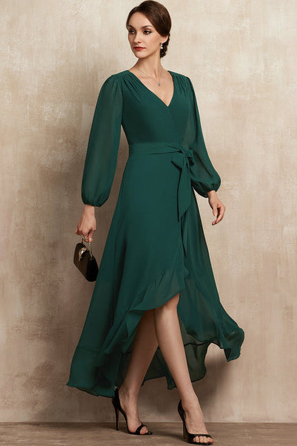 Robe Fluide Chic À Volants Verts