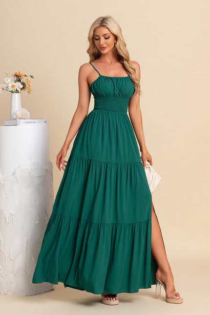 Robe Maxi Émeraude À Volants - gallery 2