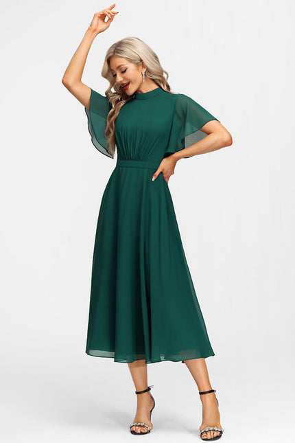 Robe Élégante Col Montant Fluide - gallery 7