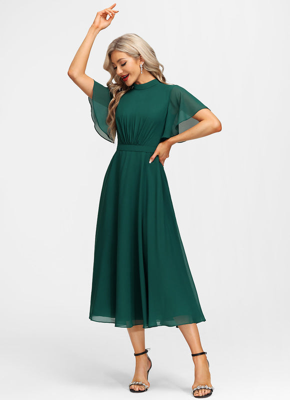 Robe Élégante Col Montant Fluide - gallery 7