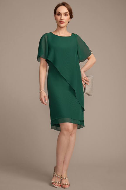 Robe Chic Mousseline Vert Élégant - gallery 2
