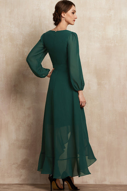 Robe Fluide Chic À Volants Verts - gallery 1