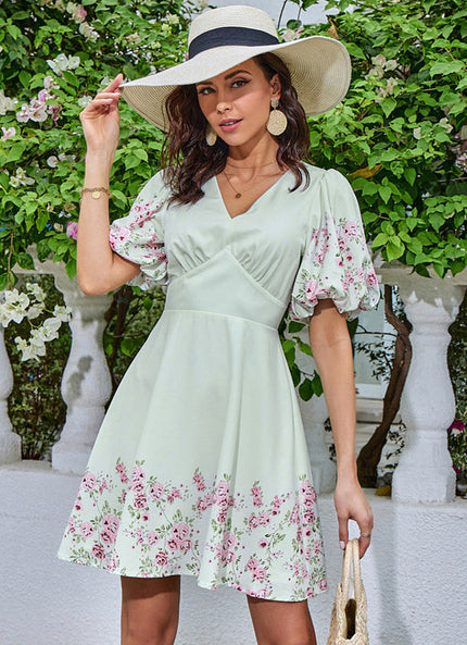 Robe Fleurie Rouge Et Verte