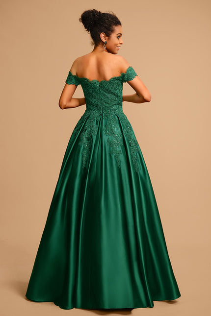 Robe De Bal Verte Satinée - gallery 3
