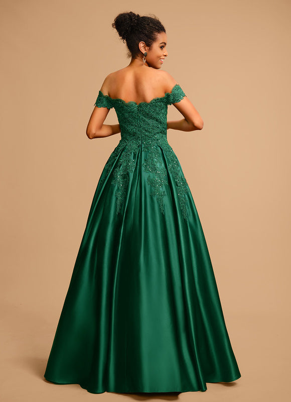 Robe De Bal Verte Satinée - gallery 3